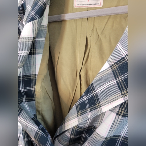 NWT Free People Freddie Longline Plaid Blazer Green Cream - Picture 7 of 9